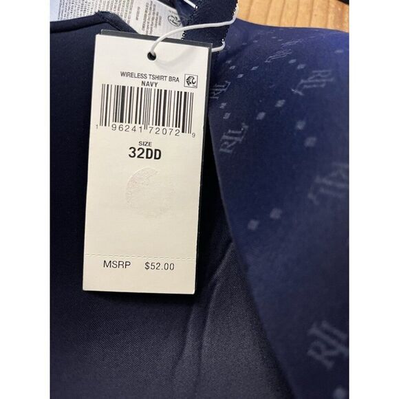 Ralph Lauren Comfort Collection RLL Logo Wireless T Shirt Bra Navy Blue 32DD NWT - Picture 7 of 7